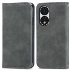 Per Honor X7b Custodia per telefono in pelle con vibrazione magnetica retrò Skin Feel (grigio)