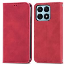 Custodia per telefono in pelle con vibrazione magnetica retrò Skin Feel per Honor X8b (rossa)