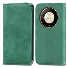 Custodia per telefono in pelle con vibrazione magnetica retrò Skin Feel per Honor X9b (verde)