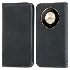 Per Honor X9b Custodia per telefono in pelle con vibrazione magnetica retrò Skin Feel (nera)