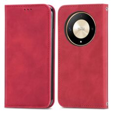 Custodia per telefono in pelle con vibrazione magnetica retrò Skin Feel per Honor X9b (rossa)