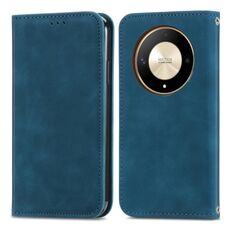 Per Honor X9b Custodia per telefono in pelle con vibrazione magnetica retrò Skin Feel (blu)