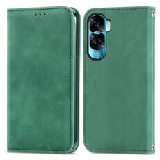 Custodia per telefono in pelle con vibrazione magnetica retrò Skin Feel per Honor X50i (verde)