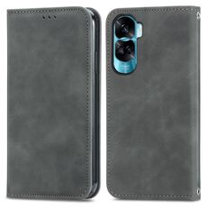 Per Honor X50i Custodia per telefono in pelle con vibrazione magnetica retrò Skin Feel (grigio)