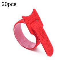 Pacchetto di archiviazione cavi dati con cinghie fisse in nylon da 20 pezzi, modello: 12 x 200 mm rosso