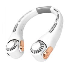Mini ventilatore da collo in silicone Ventilatore regolabile da esterno portatile per studenti USB (bianco)