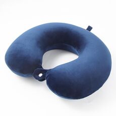 Cuscino memory portatile per pisolini Cuscino multifunzionale da viaggio per aereo a forma di U (blu navy)