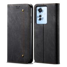 Per OPPO Reno11 F / F25 Pro Custodia in pelle con chiusura orizzontale stile casual con texture denim (Nero)