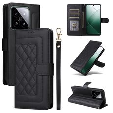 Per Xiaomi 14 5G Custodia per cellulare in pelle con reticolo di diamanti (nera)