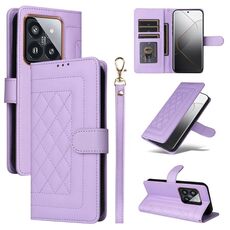 Per Xiaomi 14 Pro 5G Custodia per cellulare in pelle con reticolo diamantato (viola chiaro)