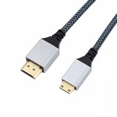 Cavo intrecciato per trasmissione video HDTV a Mini HDTV 4K UHD, lunghezza: 1 m (grigio)