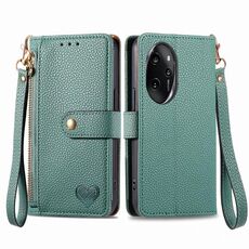 Per Honor 100 Pro 5G Love Custodia per telefono in pelle con cordino con cerniera (verde)