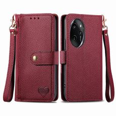 Per Honor 100 Pro 5G Love Custodia in pelle con cordino con cerniera (rossa)