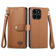 Per Honor X6a Love Custodia in pelle con cordino con cerniera (marrone)