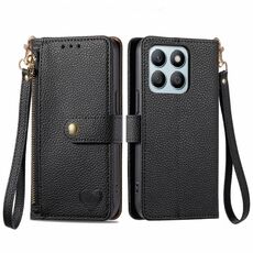 Per Honor X8B Love Custodia in pelle con cordino e cerniera (nera)