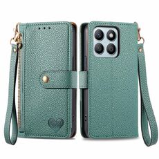 Custodia per telefono in pelle con cordino e cerniera per Honor X8B Love (verde)