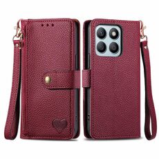 Custodia per telefono in pelle con cordino e cerniera per Honor X8B Love (rossa)