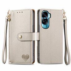 Per Honor X50i Love Custodia in pelle con cordino con cerniera (grigia)