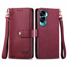 Custodia per telefono in pelle con cordino e cerniera per Honor X50i Love (rossa)