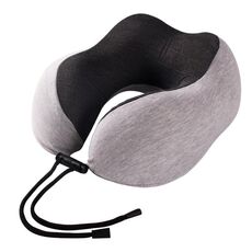 Cuscino portatile per la cura del collo da viaggio a forma di U in memory foam di cotone lavorato a maglia (grigio chiaro)