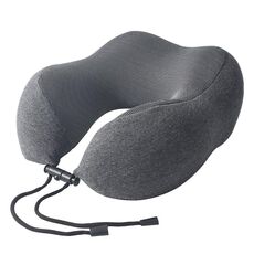 Cuscino portatile per la cura del collo da viaggio a forma di U in memory foam di cotone lavorato a maglia (grigio scuro)