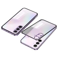 Custodia per telefono smerigliata con cornice in metallo e fibbia a scatto per Samsung Galaxy S23 FE 5G (viola)