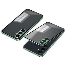 Custodia per telefono smerigliata con struttura in metallo e fibbia a scatto per Samsung Galaxy S23 FE 5G (verde)