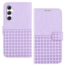 Per Samsung Galaxy S23 FE 5G Custodia per telefono in pelle con blocco RFID intrecciato in rilievo (viola)