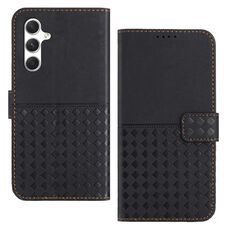 Custodia per telefono in pelle con blocco RFID in tessuto goffrato per Samsung Galaxy S23 FE 5G (nera)