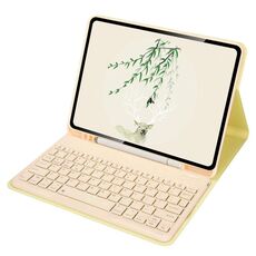 Per Xiaomi Pad 5 / Pad 5 Pro Custodia in pelle per tablet con tastiera Bluetooth da 11 pollici con cappuccio rotondo e slot per penna (Giallo)