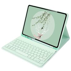 Per Xiaomi Pad 5 / Pad 5 Pro Custodia in pelle per tablet con tastiera Bluetooth da 11 pollici con cappuccio rotondo e slot per penna (verde)