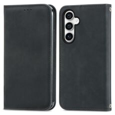 Custodia per telefono in pelle magnetica retro Skin Feel per Samsung Galaxy S23 FE 5G (nera)