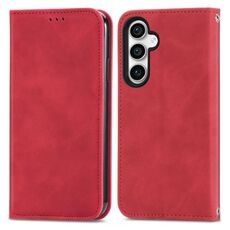 Custodia per telefono in pelle magnetica retro Skin Feel per Samsung Galaxy S23 FE 5G (rossa)