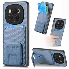 Per Honor Magic6 Pro Custodia per telefono con supporto pieghevole in fibra di carbonio (blu)