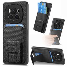 Per Honor Magic6 Pro Custodia per cellulare con supporto pieghevole per carta in fibra di carbonio (nera)