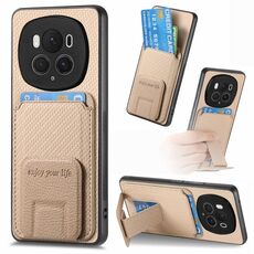 Per Honor Magic6 Pro Custodia per telefono con supporto pieghevole in fibra di carbonio (cachi)
