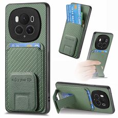 Per Honor Magic6 Pro Custodia per telefono con supporto pieghevole in fibra di carbonio (verde)