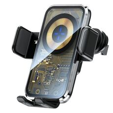 X11 Caricabatterie rapido da 15 W Gancio per presa d'aria per auto Caricabatterie wireless a induzione intelligente (Argento)