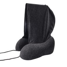 Cuscino portatile per la cura del collo da viaggio con cuscino in memory foam a forma di U con cappuccio (nero)