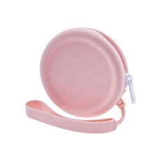 Custodia circolare per auricolari in silicone con cerniera per portamonete per snack per animali domestici (rosa)