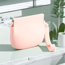 Borsa portamonete elastica in silicone con maniglia per cravatta (rosa)