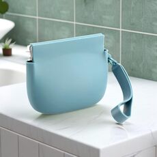 Borsa portamonete elastica in silicone con maniglia per cravatta (blu cielo)