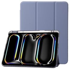 Custodia per tablet in pelle tripla in acrilico trasparente per iPad Pro 13 2024 (viola lavanda)