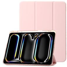 Custodia per tablet in pelle tripla in acrilico trasparente per iPad Air 11 2024 (rosa)