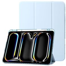 Per iPad Air 11 2024 Custodia tablet in pelle tripla acrilica trasparente (blu ghiaccio)