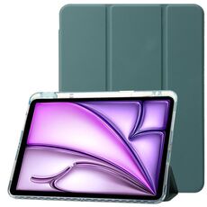Custodia per tablet in pelle tripla in acrilico trasparente per iPad Air 13 2024 (verde scuro)