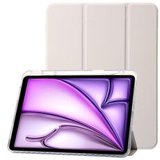 Per iPad Air 13 2024 Custodia tablet in pelle tripla acrilica trasparente (grigio)