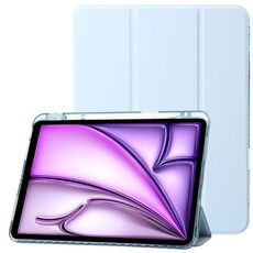 Per iPad Air 13 2024 Custodia tablet in pelle tripla acrilica trasparente (blu ghiaccio)