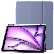 Custodia per tablet in pelle tripla in acrilico trasparente per iPad Air 13 2024 (viola lavanda)