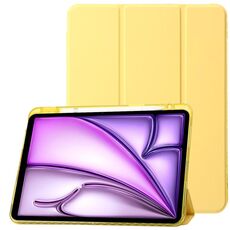 Per iPad Air 13 2024 Custodia tablet in pelle tripla acrilica trasparente (gialla)